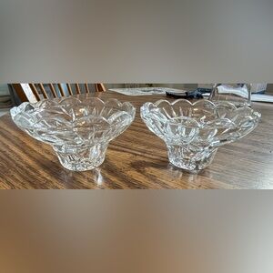 Set Of 2 Beautiful Crystal Glass Candlestick Holders With Designs